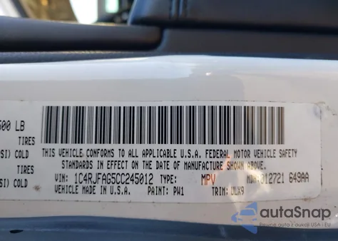 2012 Jeep Grand Cherokee Laredo from USA, damaged, VIN 1C4RJFAG5CC245012